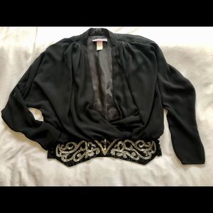 Vintage low cut beaded detail blouse